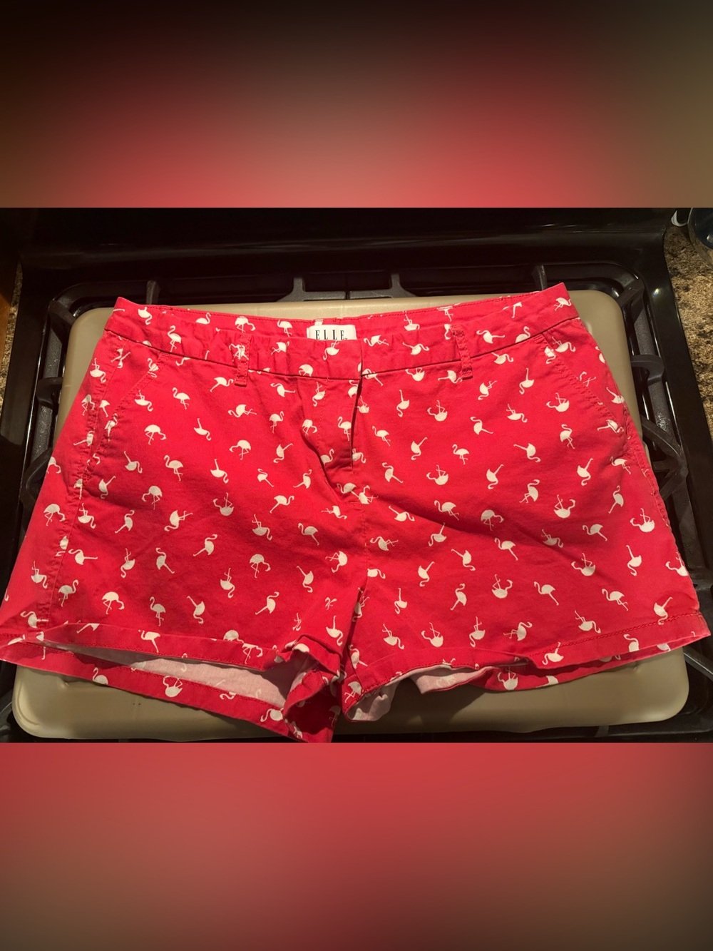 16 Elle Women's Pink Shorts with White Flamingos